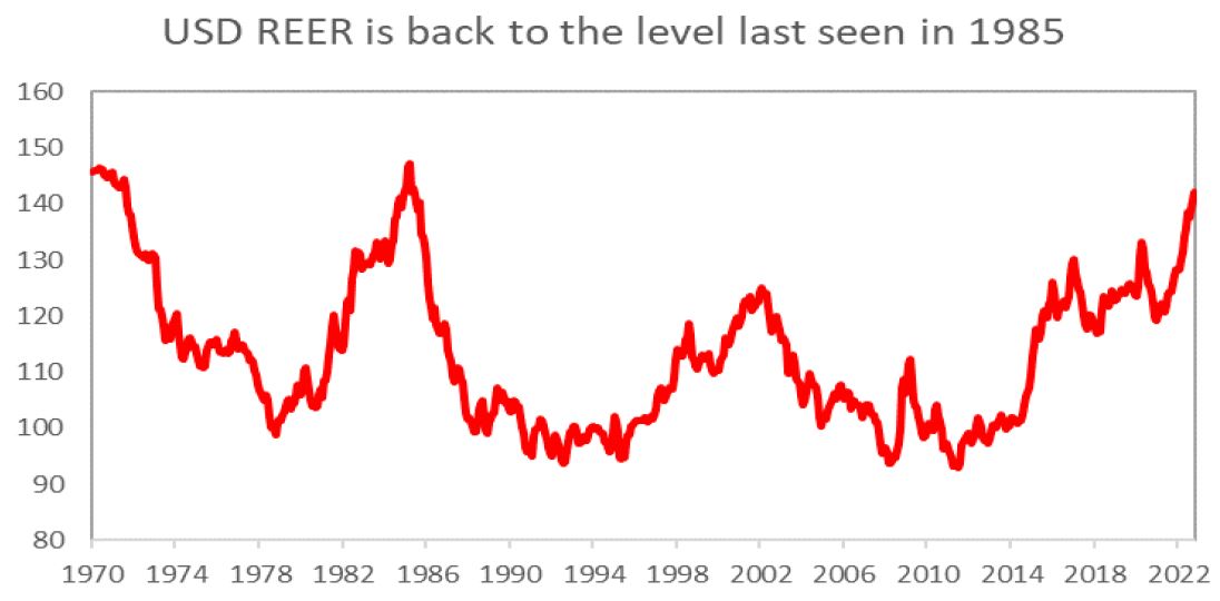 USD REER is back to the level last seen in 1985